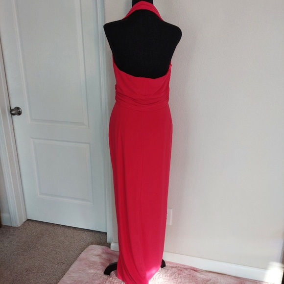 Lauren Ralph Lauren V-Neck Halter Long Banquet Evening Dress Size 12 - Picture 6 of 8